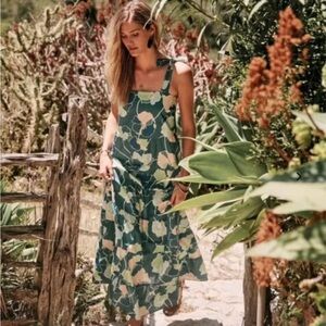 Sezane Green Floral Maxi Dress
